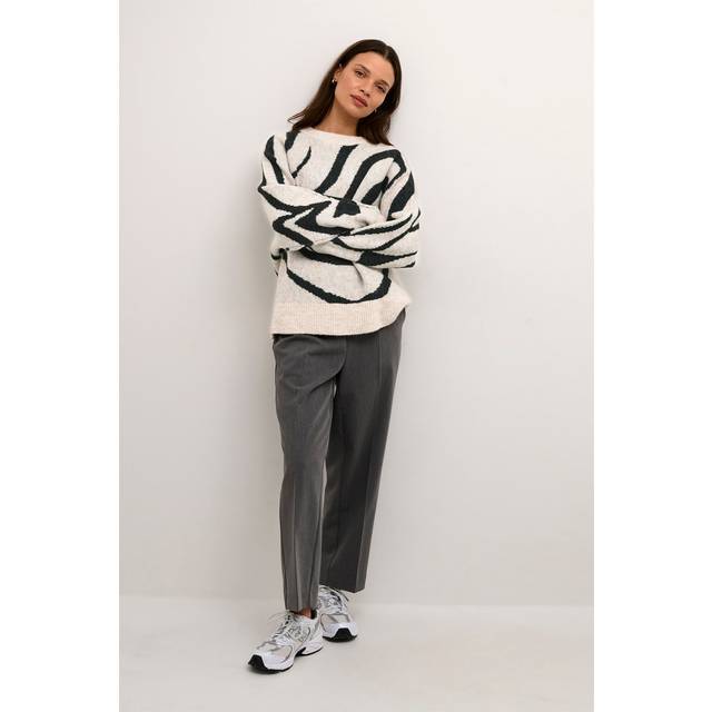 KAFFE Birthe Graphic Knitted Jumper, Light Sand Melange