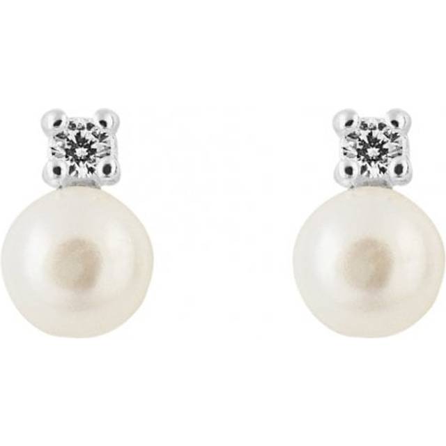 Zirconia Pearl Stud Earrings E6236W