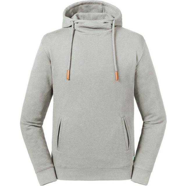 (XS, Stone) Russell Adults Unisex Pure Organic High Collar Hooded Sweatshirt