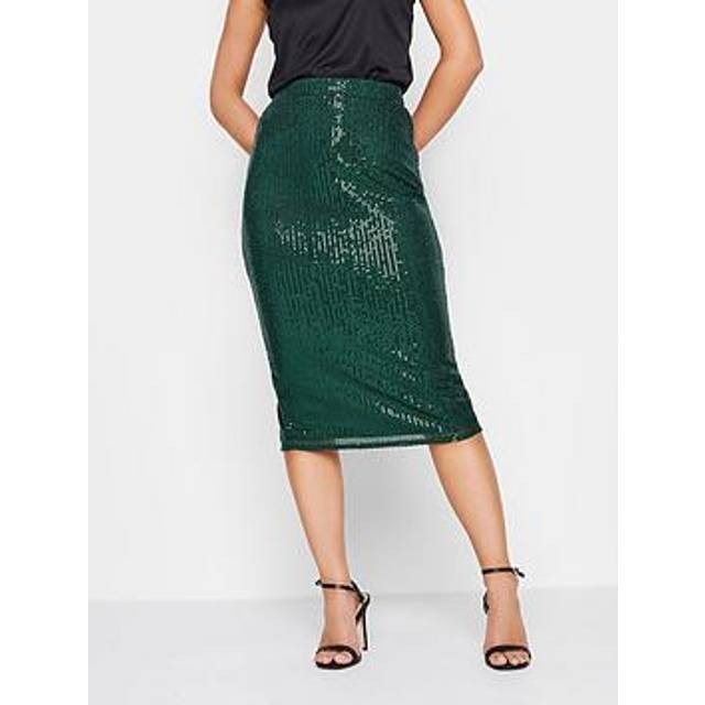 Pixiegirl Petite Green Sequin Midi Skirt 16 Pixiegirl | Petite Women's Midi Skirts