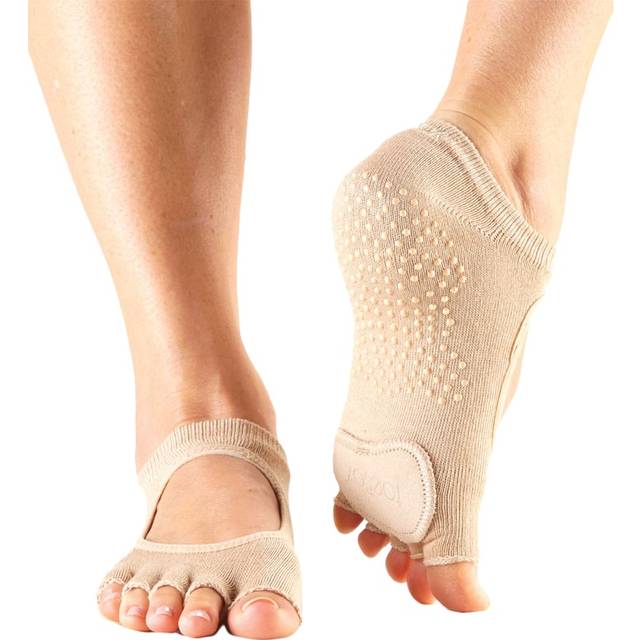 Toesox Womens Half Toe Plie Dance Socks (XS) - Cream