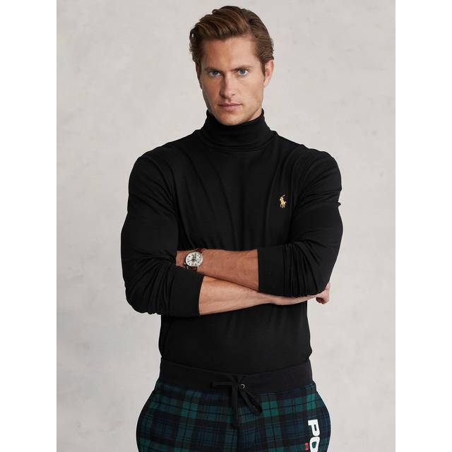 Black Soft Cotton Roll Neck Top (M)