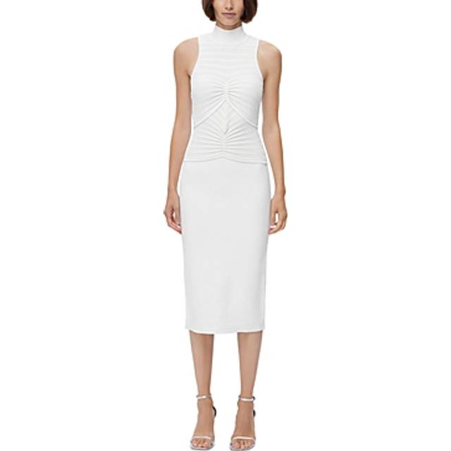 Hervé Léger Gathered Chenille Stripe Midi Dress