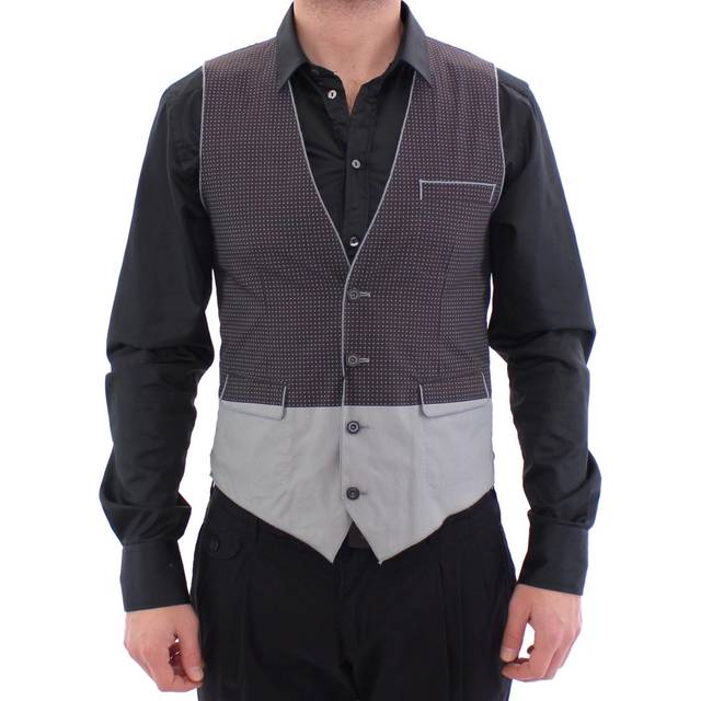 Dolce & Gabbana Gray Polka Dot Dress Vest Gilet Weste - IT46 | S (IT52 | XL)