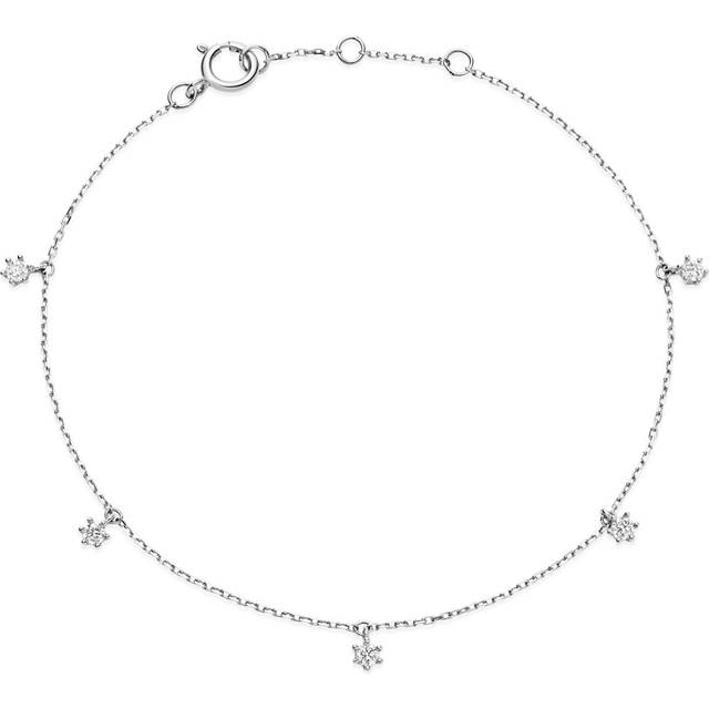 Solid White Gold Lab Grown Diamond Station Bracelet