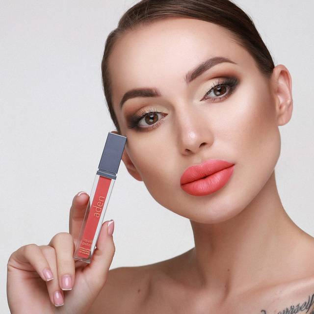 Aden Liquid Lipstick Lipliner Pencil Set Nectarine 01