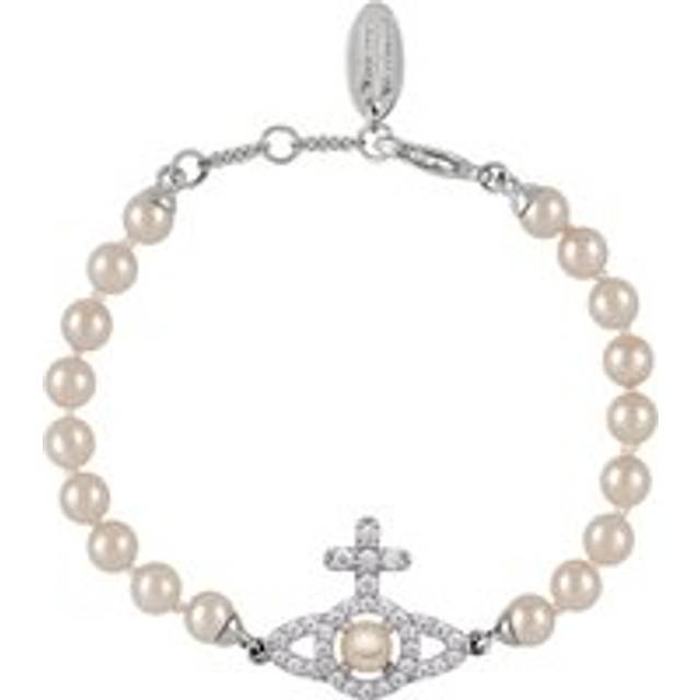 Vivienne Westwood Olympia Pearl Strand Silver Tone Bracelet - Silver - White - 17.5cm