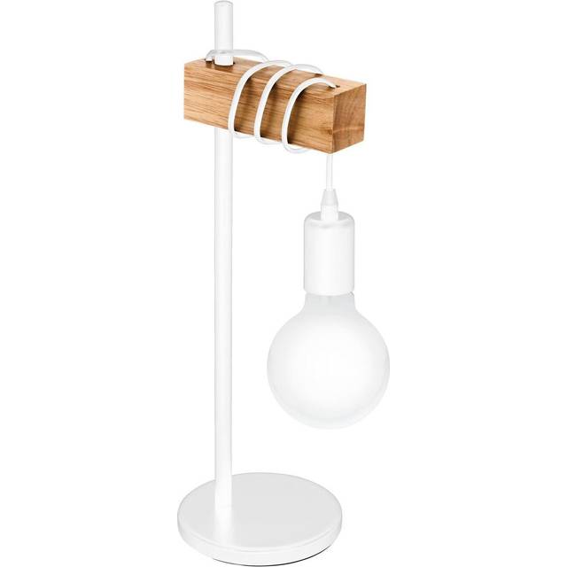 Table Lamp Desk Hangman Light White Steel & Wood Arm 1 x 10W E27 Bulb