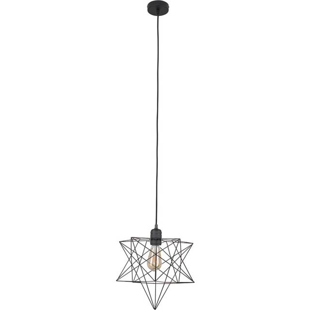Sadira Retro Matt Black Ceiling Pendant Light Fitting with Geometric Star Shade