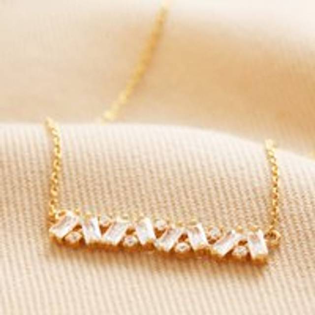 Crystal Baguette Bar Necklace in Gold - gold/clear - one size