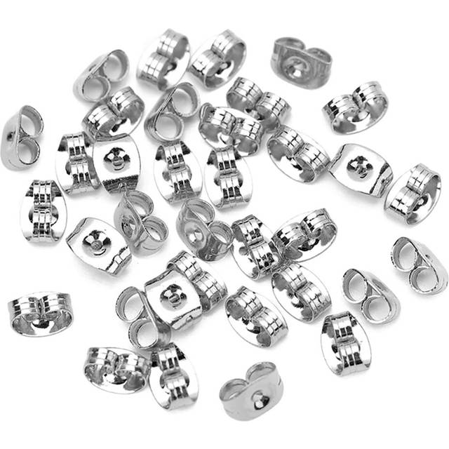 x100 earrings silver metal friction butterfly stud stoppers findings post back bulk