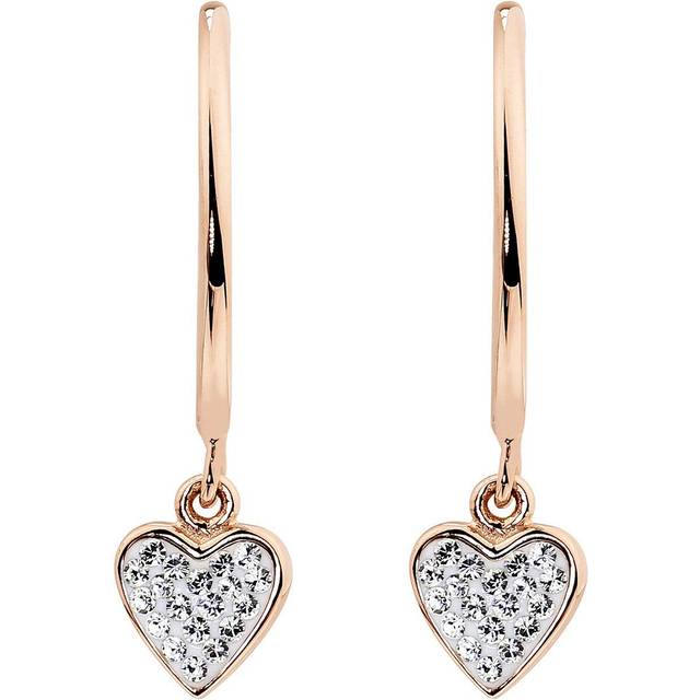 Evoke Sterling Silver Rose Gold Plated Crystal Half Hoop Stud Earrings