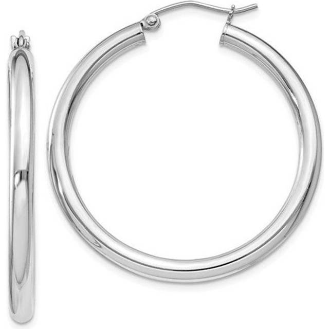 Reflection Beads QE810 3 mm Sterling Silver Rhodium-Plated Round Hoop Earrings