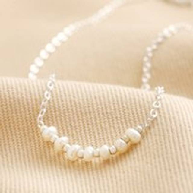 Freshwater Pearl Chain Necklace in Silver - silver/white - one size