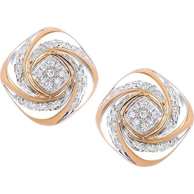 Diamant L'Eternel Womens 18ct Rose Gold Diamond Stud Earrings in Twist Design - One Size