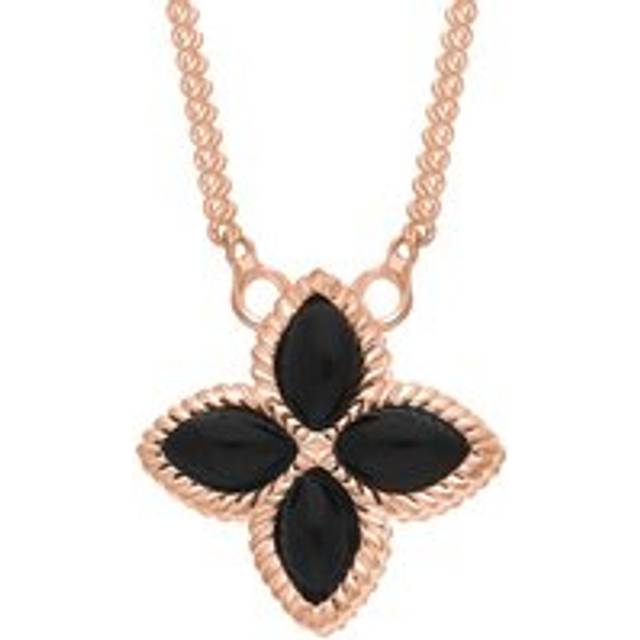 18ct Rose Gold Whitby Jet Eden Small Marquise Flower Necklace