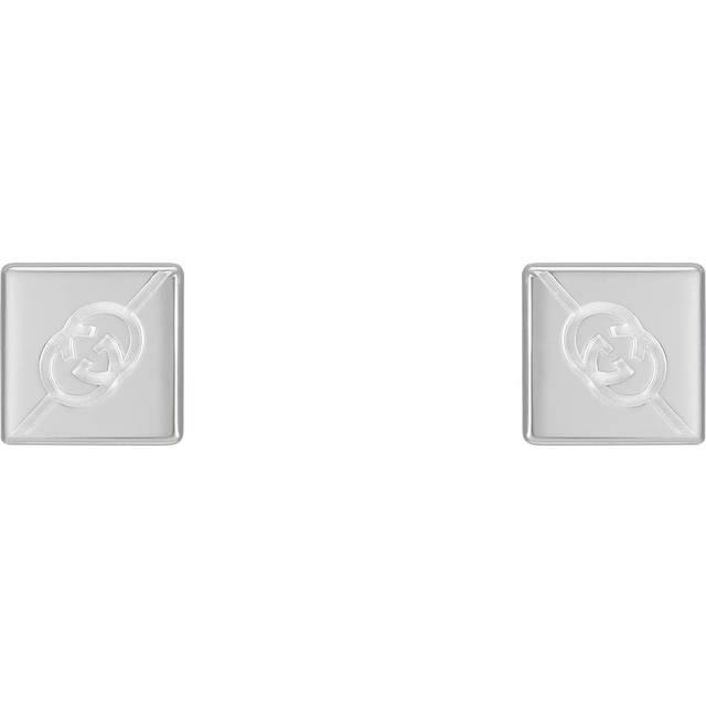 Gucci Womens Silver Tag Diagonal Engraved Sterling-silver Earrings 1 Size - SILVER