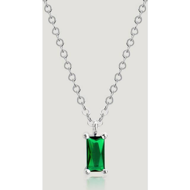 John Greed CANDY Cane Silver Emerald Green Stone Necklace For Women - green/silver