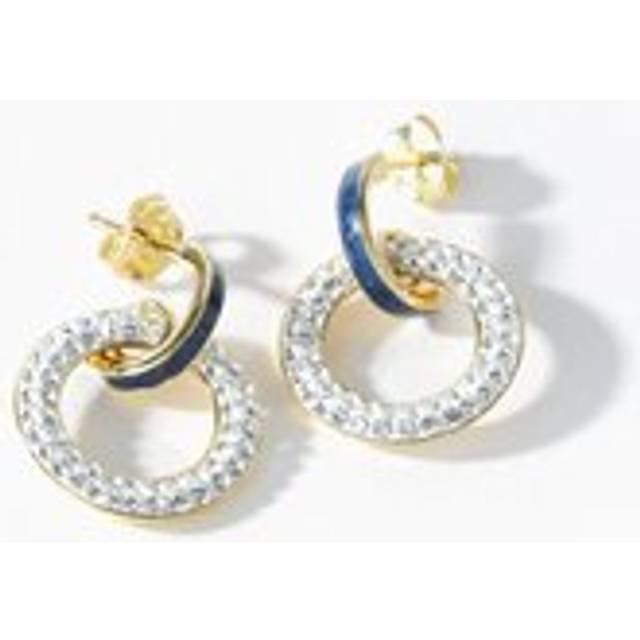 Gold Plated Crystal Enamel Stud Earrings - One Size