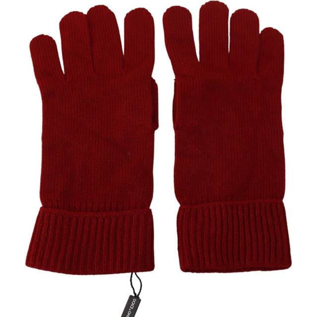 Dolce & Gabbana Red 100% Cashmere Knit Hands Mitten s Gloves - 9|M