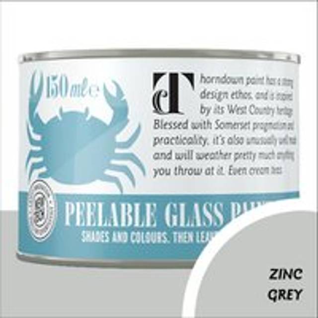 Thorndown Zinc Grey Peelable Glass Paint 150 ml - Opaque, Grey