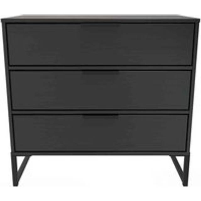 Welcome Furniture Ready Assembled Diego G 3 Drawer Chest In Black Ash, Black