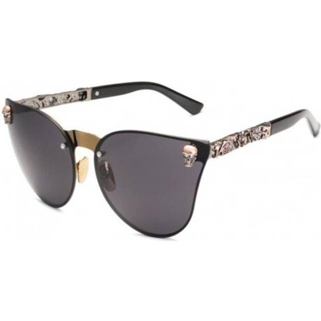 (3) Skull Women Cat Eye Sunglasses Vintage Oversized Rimless Mirror Cateye Eyewear W715