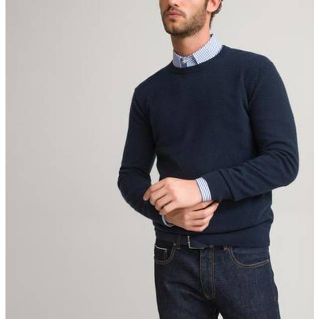 Cashmere Crew Neck Jumper, Made in Europe - Navy Blue - S
