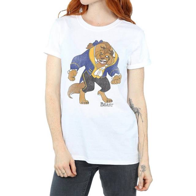 Beauty And The Beast Dam/Dam Klassisk Pojkvän T-shirt i bomull L vit