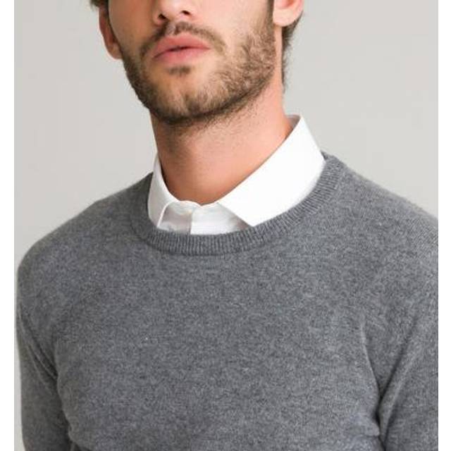 Cashmere Crew Neck Jumper, Made in Europe - Grey Marl