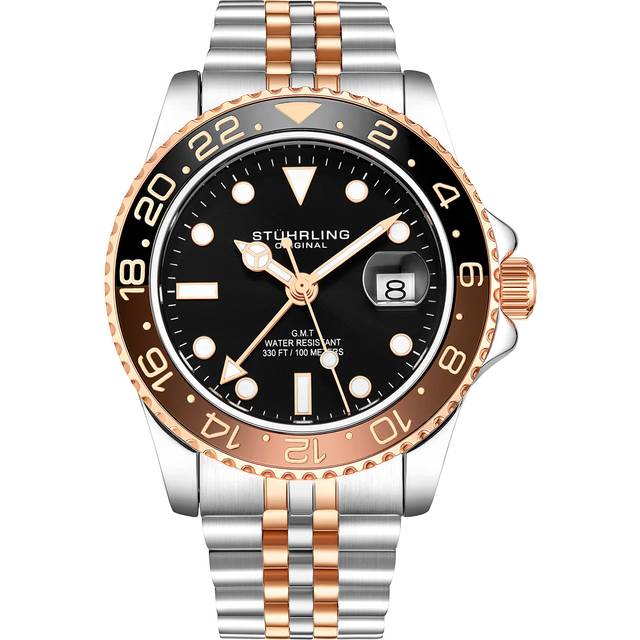 Meridian GMT Quartz 42mm Diver With Stainless Steel Deployant Buckle - Brown - One Size