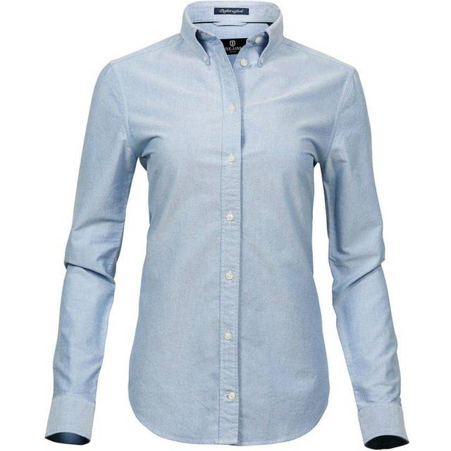 (L, Light Blue) Tee Jays Womens/Ladies Perfect Long Sleeve Oxford Shirt