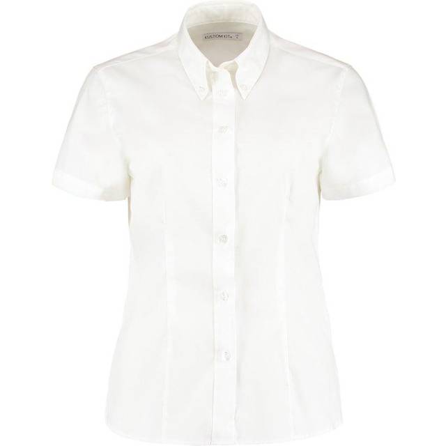 (26, White) Kustom Kit Ladies Corporate Oxford Short Sleeve Shirt