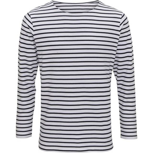 (S, White/Navy) Asquith & Fox Mens Mariniere Coastal Long Sleeve T-Shirt