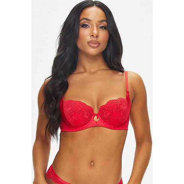 Ann Summers Honoured Underwired Padded Balcony Bra - Red