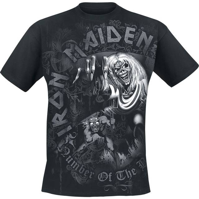 Iron Maiden T-shirt - Number Of The Beast Grey Tone - M XXL - för Herr - svart