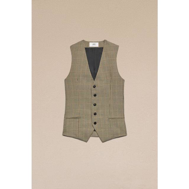Ami Paris Houndstooth virgin wool vest - beige (UK 8)