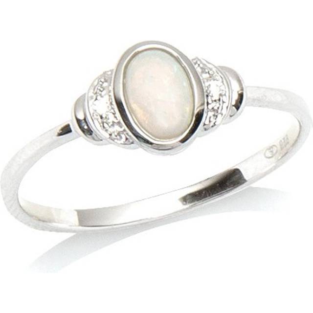 Silver ring 'Goddess Opal' White silver (rhodium) - 7 mm 56 white