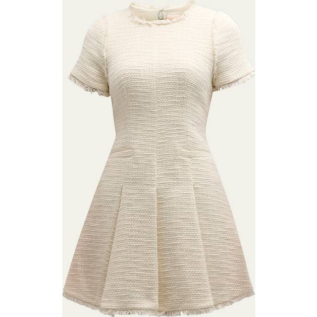 Nova Cotton Boucle Pleated Mini Dress - GARDENIA - 6