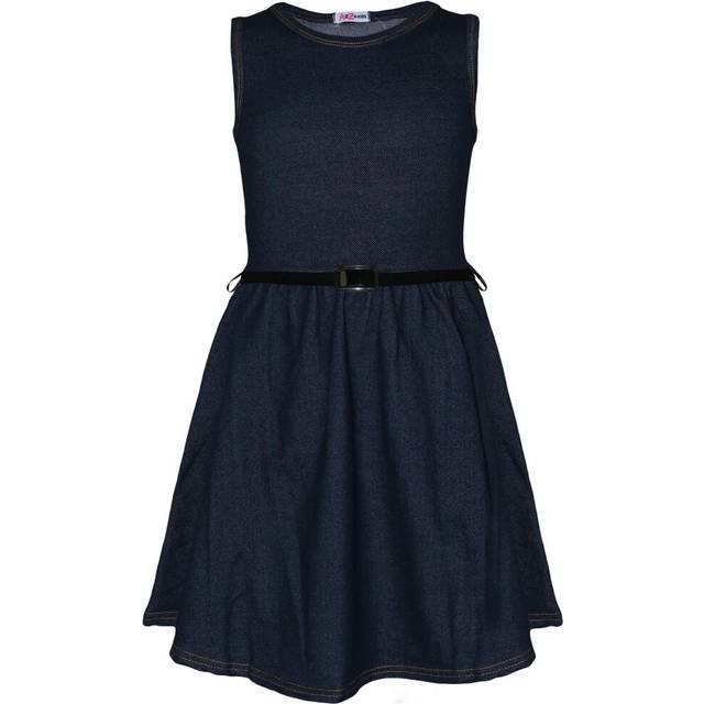 (13 Years, Blue) Kids Girls Skater Dress Denim Party Fashion Top