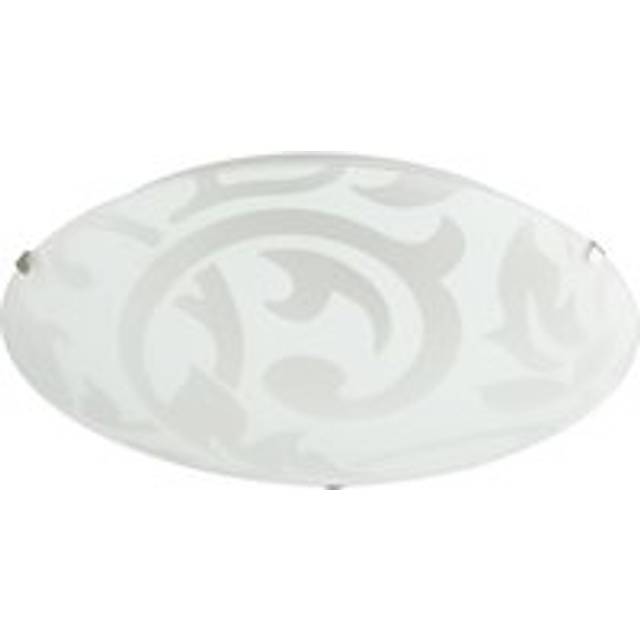Traditional frosted white floral circular glass ip20 flush ceiling light fitt...