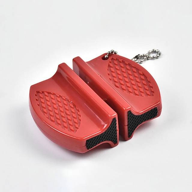 (a-Red) Portable Mini Ceramic Rod Knife Sharpener Two-Stage Tungsten Butterfly Type Whetstone Sharpener Sharpening Knives Stone