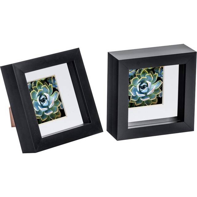 2x 3d box photo frames picture display 4 x 4" with 2 x 2" mount black/white