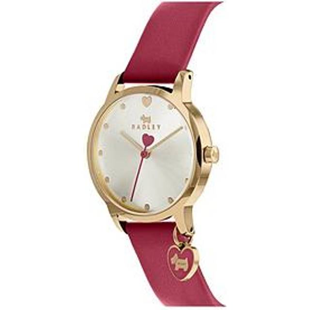 Radley Heart Dial Ladies Claret Leather Strap Heart Charm Watch RY2920A - Red