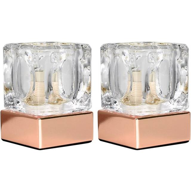 Minisun - 2 x Ice Cube Touch Table Lamps + 3W led Bulbs - Copper