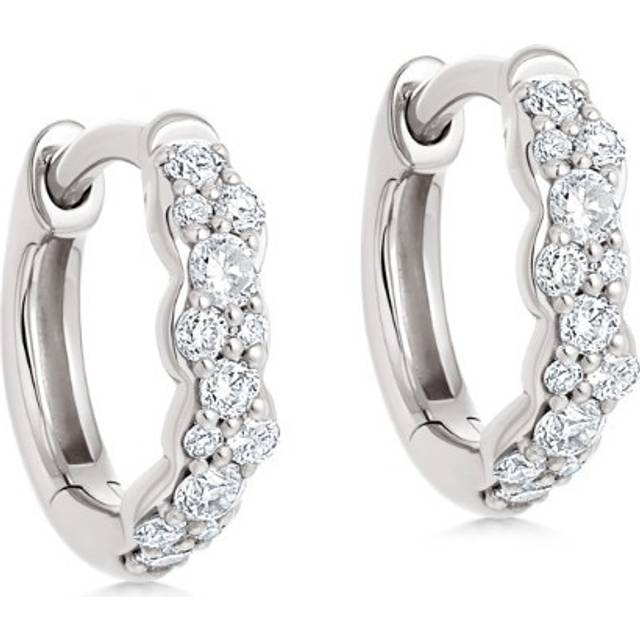 Solid White Gold Interstellar Mini Natural Diamond Hoop Earrings