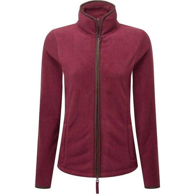 (XL, Burgundy/Brown) Premier Womens/Ladies Artisan Contrast Trim Fleece Jacket