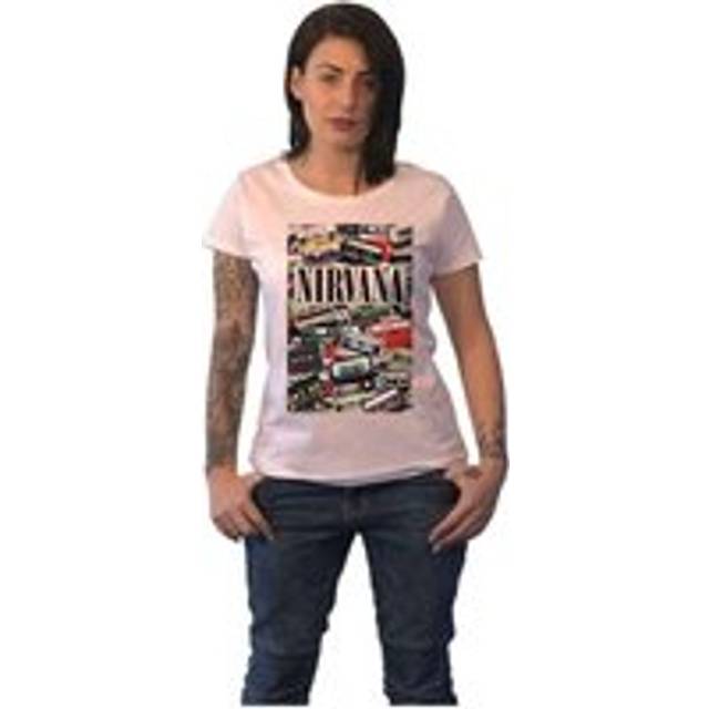 (L, White) Nirvana Womens/Ladies Cassettes T-Shirt