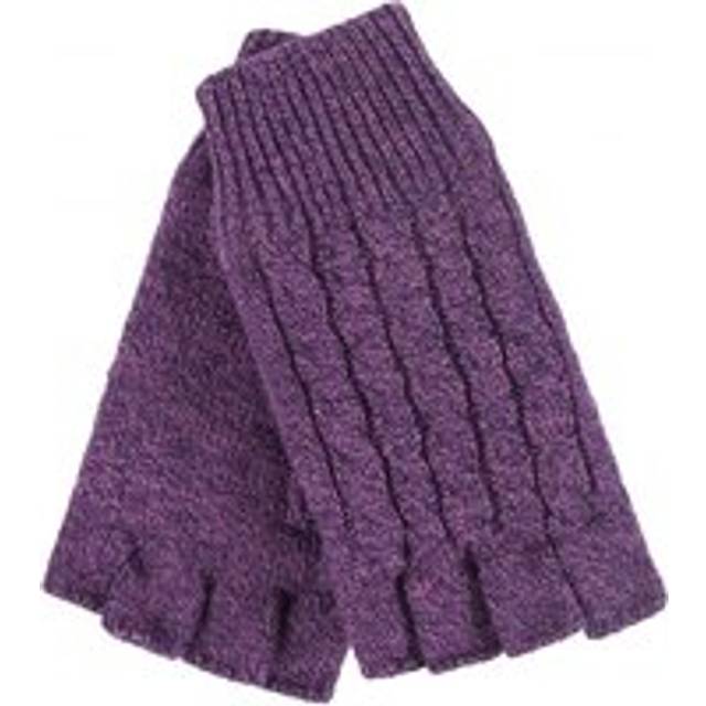 Heat Holders Womens - Ladies Cable Knitted Winter Thermal Fingerless Gloves - Purple - One Size