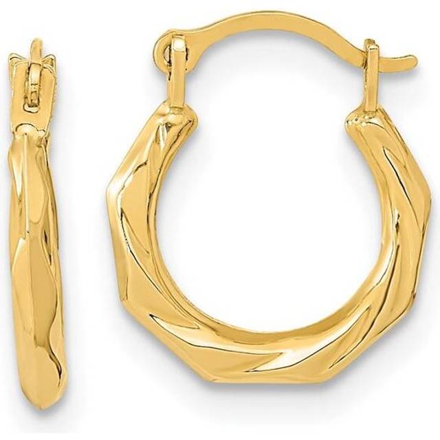 14K Yellow Gold Polished Twist Hoop Earrings
